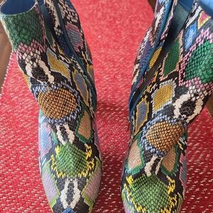 Colorful Snake Print Ankle Boots
